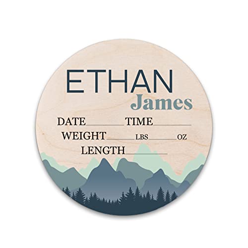 Ethan James Personalized Birth Stat Sign for Newborn Baby