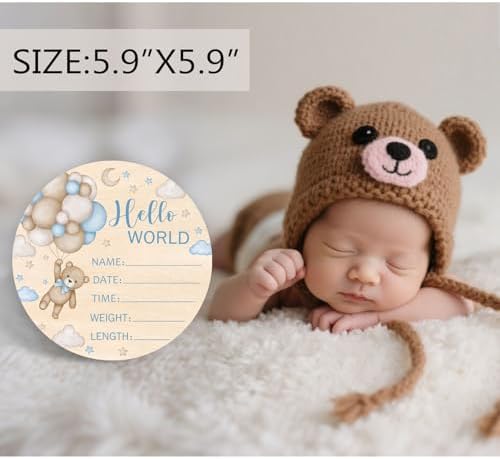 Andrain Double-Sided Wooden Birth Sign
