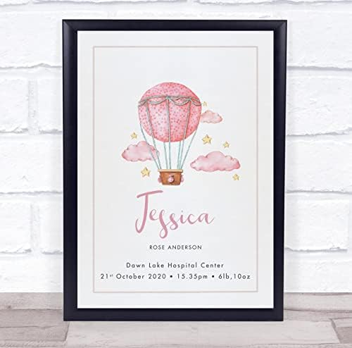 New Baby Birth Details Christening Nursery Pink Air Balloon Keepsake Gift
