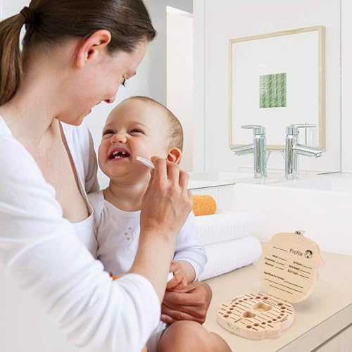 NASHRIO Baby Tooth Box Wooden Keepsake Organizer 1