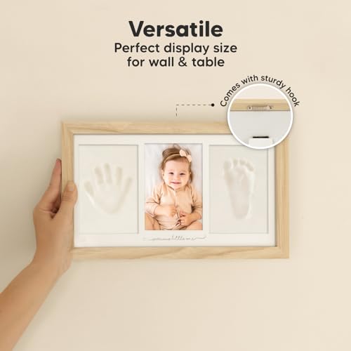 KeaBabies Baby Footprint Kit - Ash Wood Frame with Name Date Print