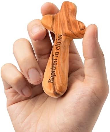 Personalized Olive Wood Cross with Name - 4 Inch Handcrafted Christian Keepsake