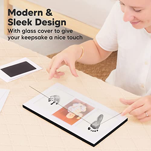 KeaBabies Inkless Hand Footprint Kit - No Mess Baby Keepsake Frame Onyx Black