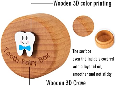 Tooth Fairy Box Wooden Cute 3D Tooth Box for Kids Blue