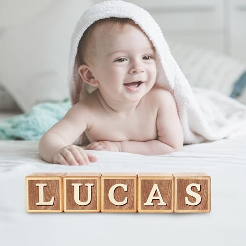 Zempfoal Custom Wooden Name Sign - 8-Letter Baby Blocks with 78 Alphabet Letters