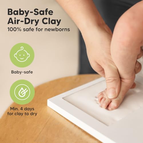 KeaBabies Baby Footprint Kit - Ash Wood Frame with Name Date Print