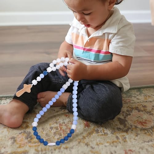 YOUAME Baptism Silicone Rosary with Wood Cross