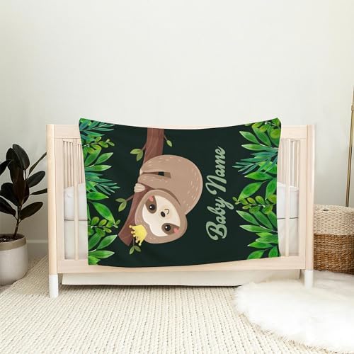 Personalized Sloth Baby Blanket with Custom Name