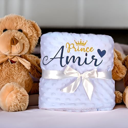 Personalized Baby Blanket for Boys with Name - Ultra Soft Minky Fleece