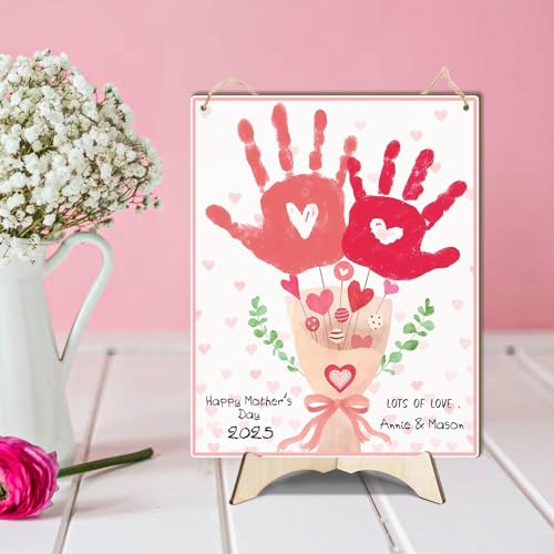 Pink Floral Bouquet Baby Handprint Sign