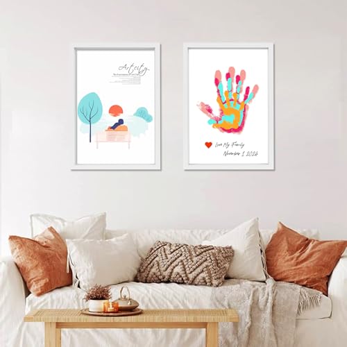 Family Handprint Kit DIY Wooden Frame with Non-Toxic Paints