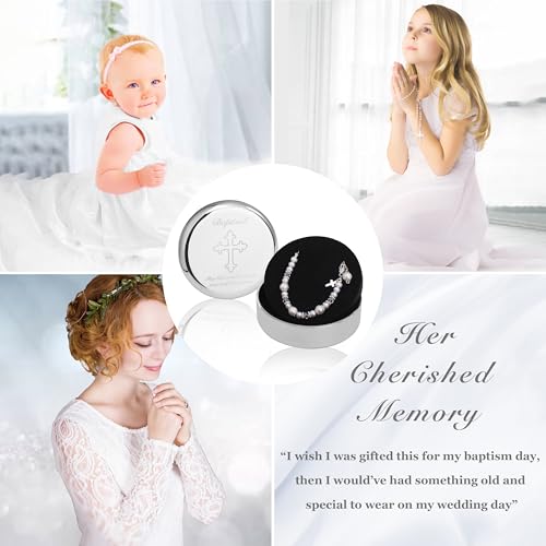Baptism Cross Bracelet with Cultured Pearls and Keepsake Box