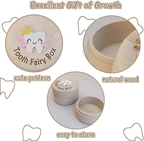 Tooth Fairy Box for Girls - Cute Carved Wooden Storage