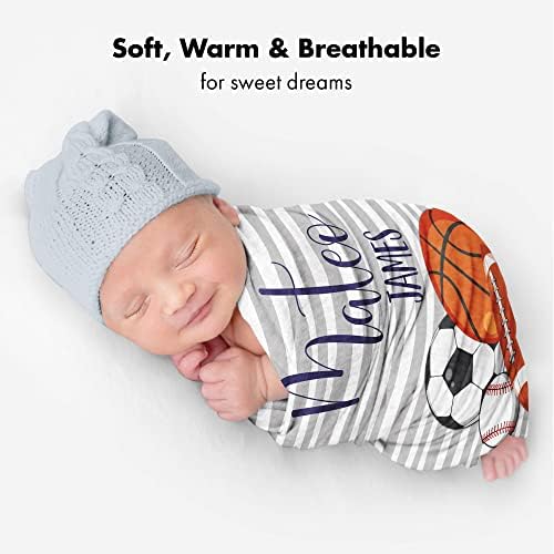 Personalized Sports Blanket with Custom Name Striped