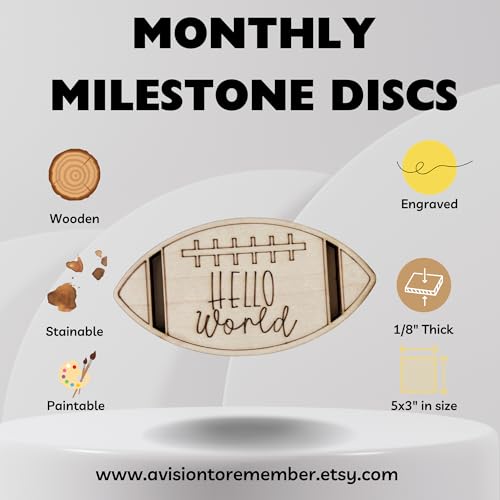 Wooden Monthly Milestone Cards 12 Months Set for Baby Growth Photos