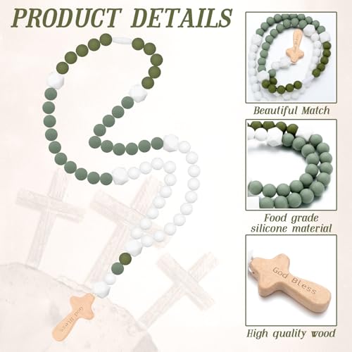 Misdary Baby Silicone Rosary Baptism Gift Green Square