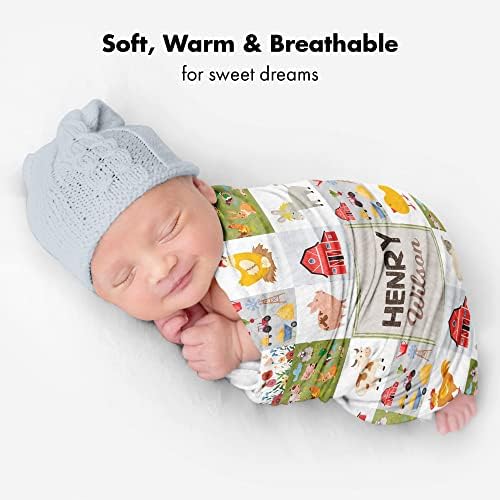 VibeCustom Personalized Farm Animal Baby Blanket