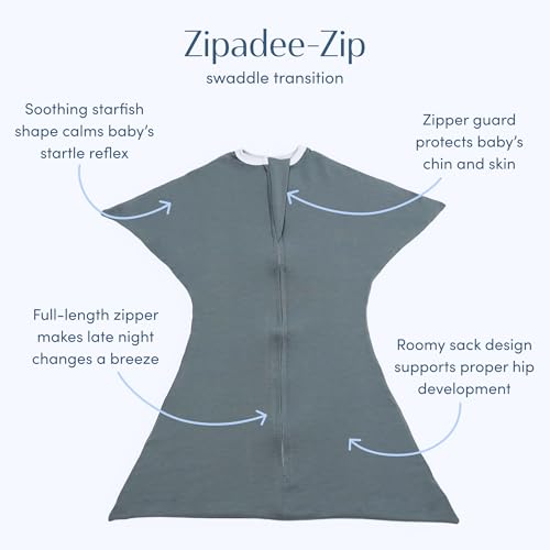 SleepingBaby Zipadee-Zip Transition Swaddle - Classic Grey Small 4-8 Months