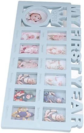 Newborn Photo Frame Kit with 12 Month Growth Frames Blue