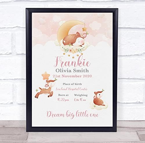 New Baby Deer Christening Keepsake Print Gift