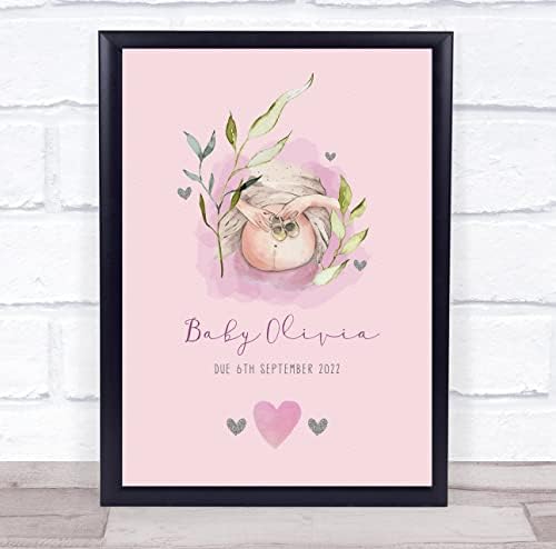 The Card Zoo Baby Pregnancy Pink Due Date Keepsake Print