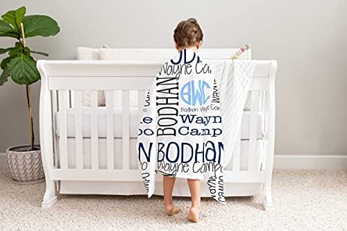 Personalized Baby Blanket with Name - Soft Fleece Bed Blanket for Newborns
