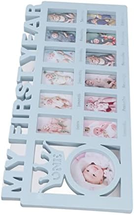 Newborn Photo Frame Kit with 12 Month Growth Frames Blue