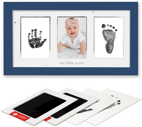 Baby Handprint Frame with Inkless Stamps Blue