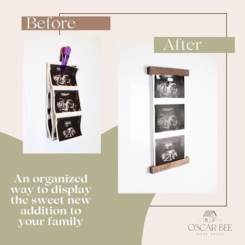 Oscar Bee Sonogram Frame Walnut Magnetic Ultrasound Keepake
