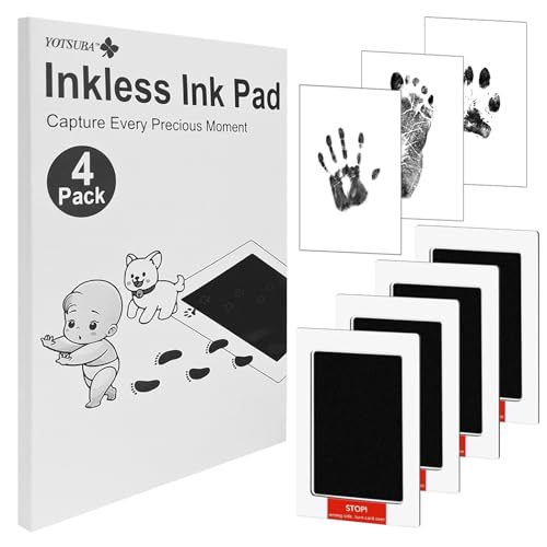 Yotsuba Newborn Footprint Handprint Inkless Wipe Kit Jet Black 4-Pack