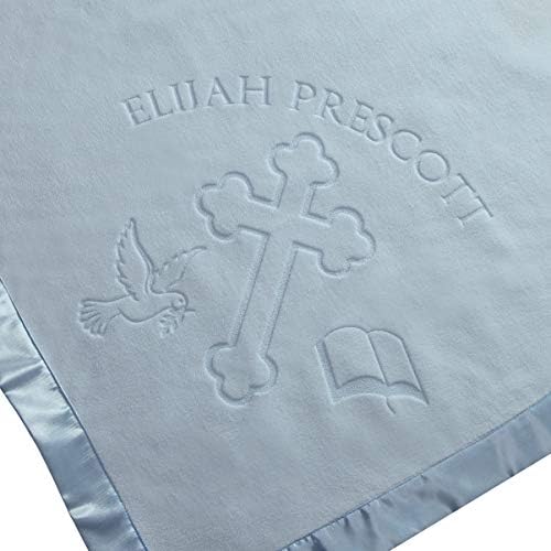 Custom Catch Personalized Baptism Baby Blanket for Boy - Blue 1 Text Line