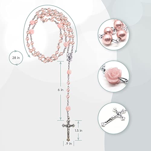 Cascade Goods Girls First Pink Rosary Keepsake Box