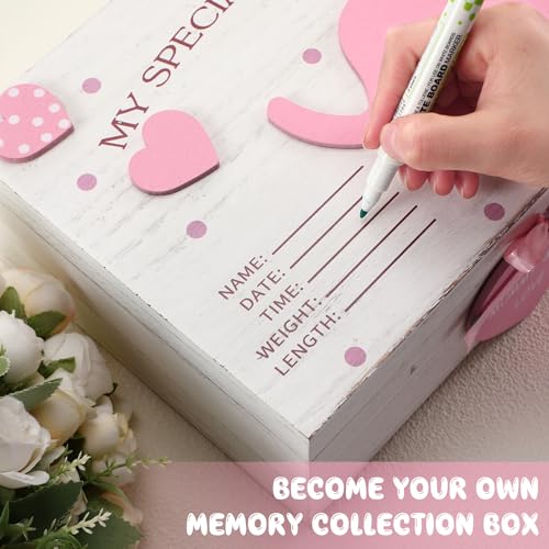 Soaoo 3D Wooden Baby Keepsake Box Pink