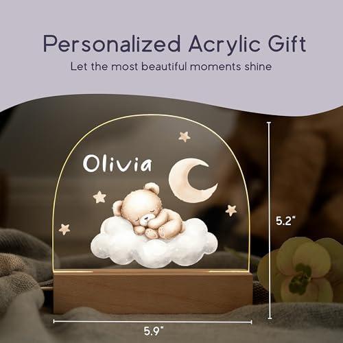 Personalized Baby Bear Night Light with Name 1