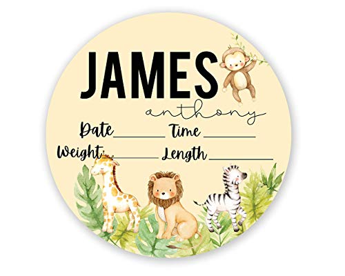 Personalized Baby Birth Stats Sign 12 Safari Wood Decor