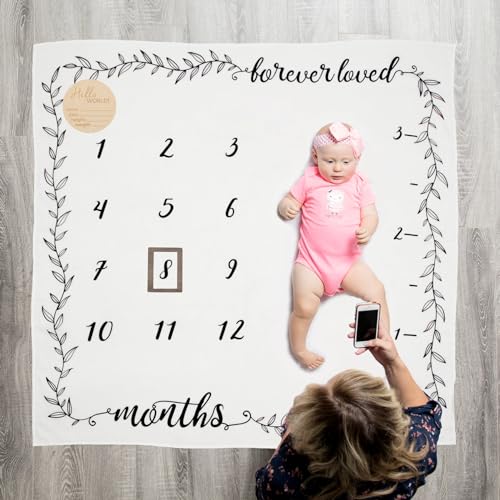 Organic Baby Milestone Blanket - 1-12 Months Neutral 47x47 with Frame and Disc