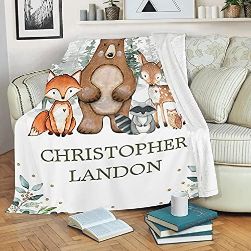 Personalized Baby Blanket with Name and Animals