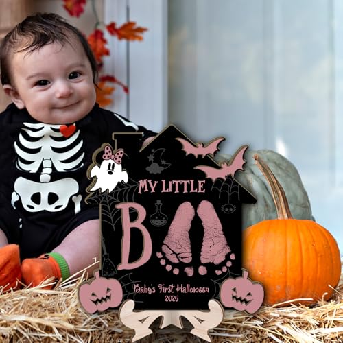 DIY Halloween Footprint Wooden Sign Baby Keepsake Decor