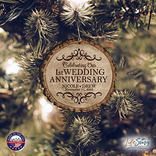 LifeSong Milestones 1st Anniversary Bark Ornament - Personalized Wedding Keepsake
