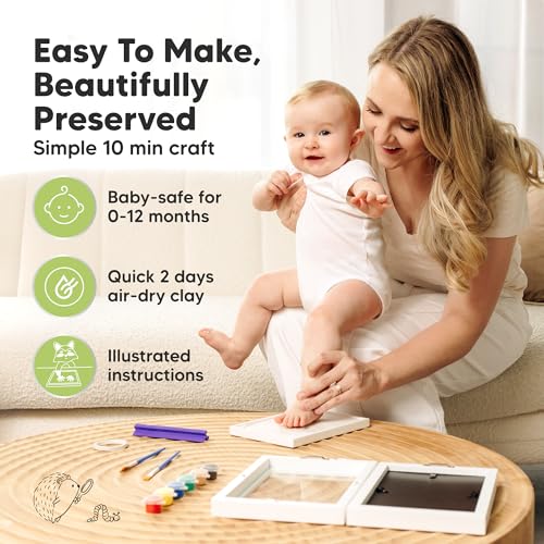 KeaBabies Personalized Hand Footprint Kit - Quick Dry Clay