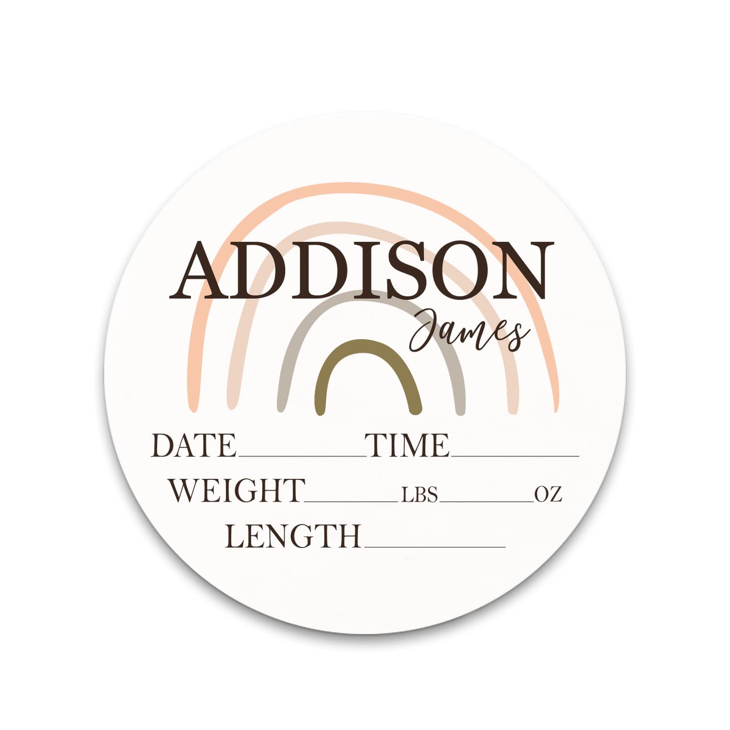 Personalized Birth Stat Sign for Newborn Baby Boho Rainbow Design