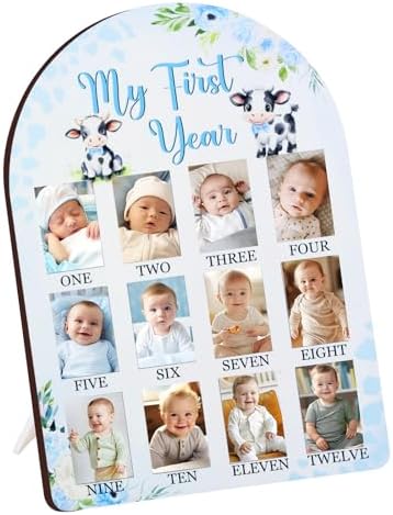 Cheerupp Cow Themed 1st Year Photo Frame Blue Baby Milestone Display