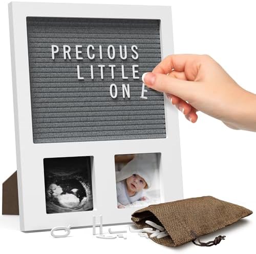 Felt Letter Board Baby Keepsake - 12x10 Frame with 2 Photo Windows