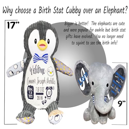 Personalized Baby Stats Penguin Plushie - Birth Announcement Keepsake 1