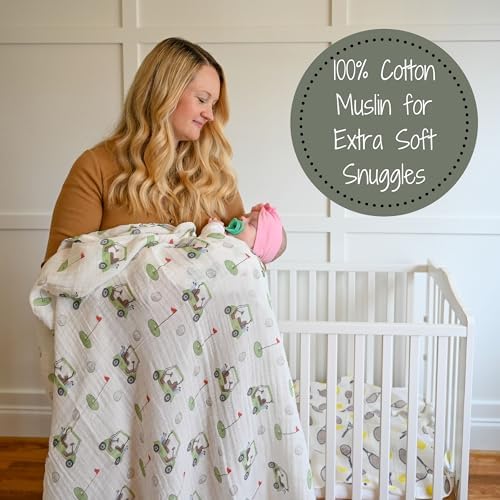 LollyBanks Golf Print Swaddle Blanket - 47x47 Inches