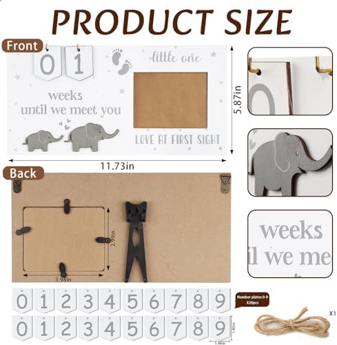 Baby Sonogram Frame with Elephant Design and Number Tiles
