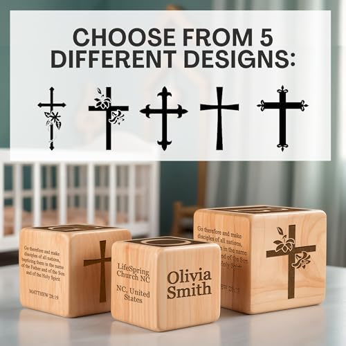 Custom Laser Engraved Baby Baptism Wood Block