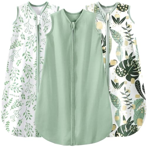 Yoofoss 6-12 Months Sleep Sack 3 Pack Organic Cotton 2-Way Zipper