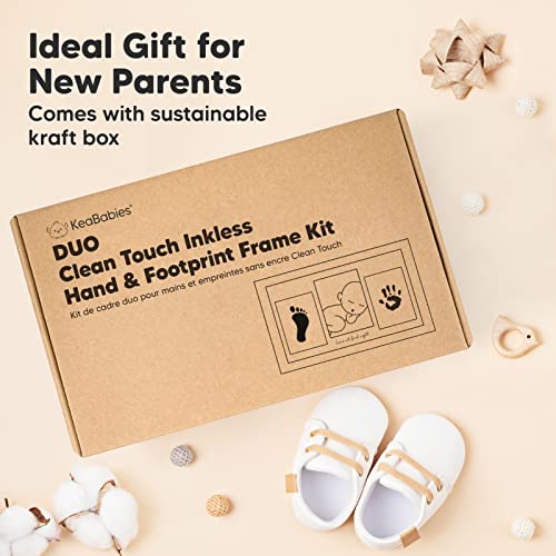 KeaBabies Inkless Hand Footprint Kit - No Mess Baby Keepsake Frame Onyx Black