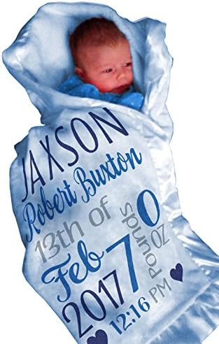 Personalized Baby Blanket for Boys with Name Birth Stats